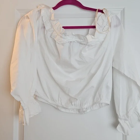 White Off-Shoulder Ruffle Top - Picture 5 of 5